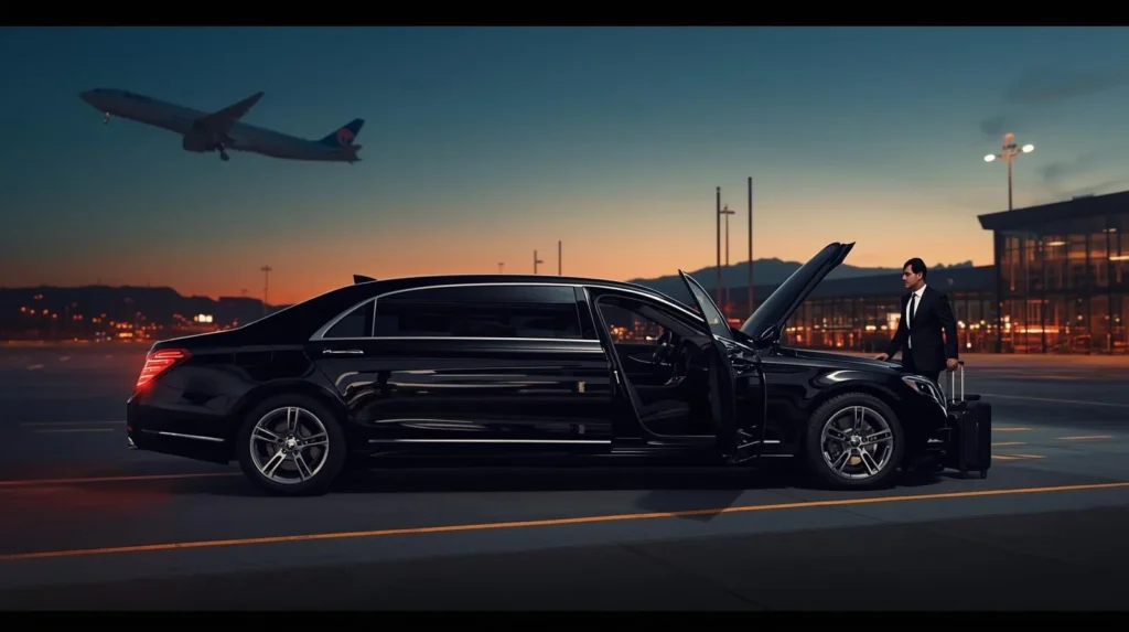 Chauffeur limousine service at airport