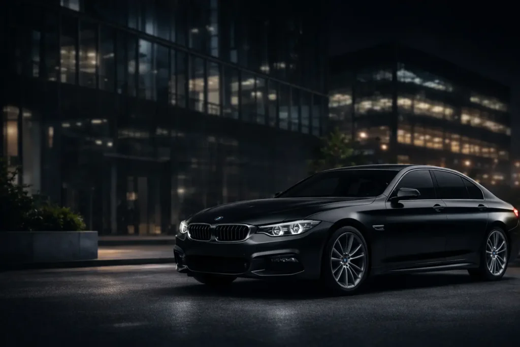 Luxury chauffeur car at night