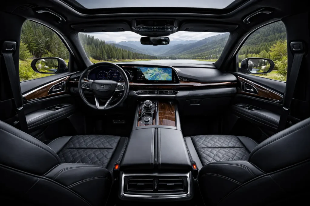 Luxury full size SUV interior with premium leather seats